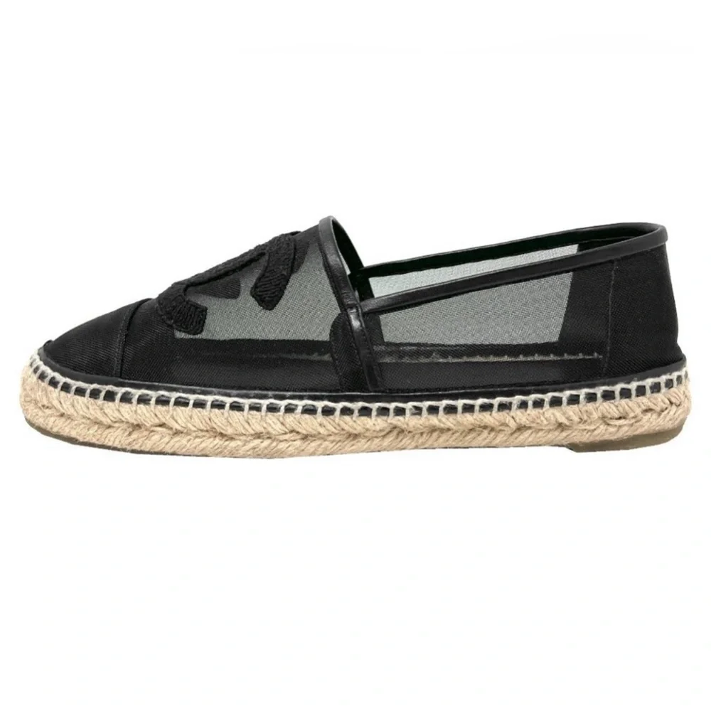 🥰 CC CHANEL mesh black espadrilles 38 - Picture 3 of 7